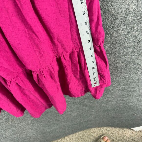 Draper James Dress Women L Large Pink Shift Midi Square Neck Short Sleeve Cotton - Picture 4 of 8